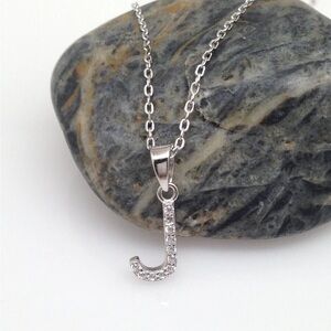 Silver Initial 'J' Pendant Necklace